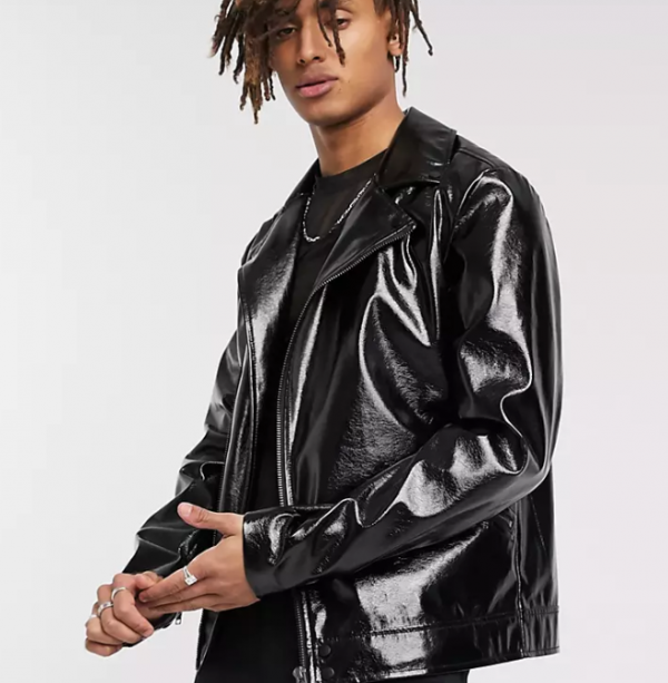 Jaket kulit sintetis berkilau